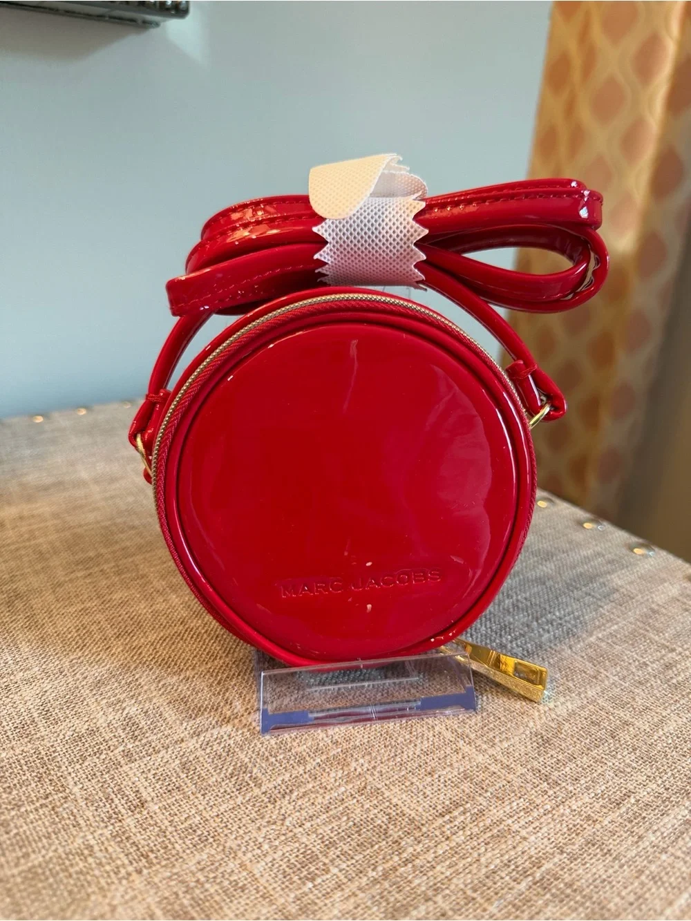 Marc Jacobs Glossy Red Round Crossbody Cosmetic Case